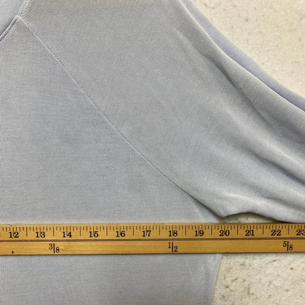 Athleta Criss Cross Hem Pullover Women Medium Blue Raglan Sleeve Modal Sweater - Picture 6 of 10
